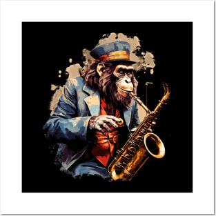 Monkey Playing Saxophone Posters and Art